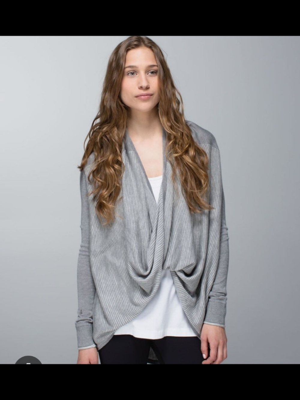 lululemon athletica Gray Draped Open-Front Cardigan